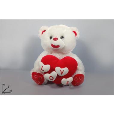 Orsetto peluche 32cm c/cuori i love