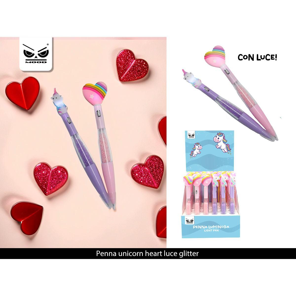 Penna unicorn heart luce glitter (36)