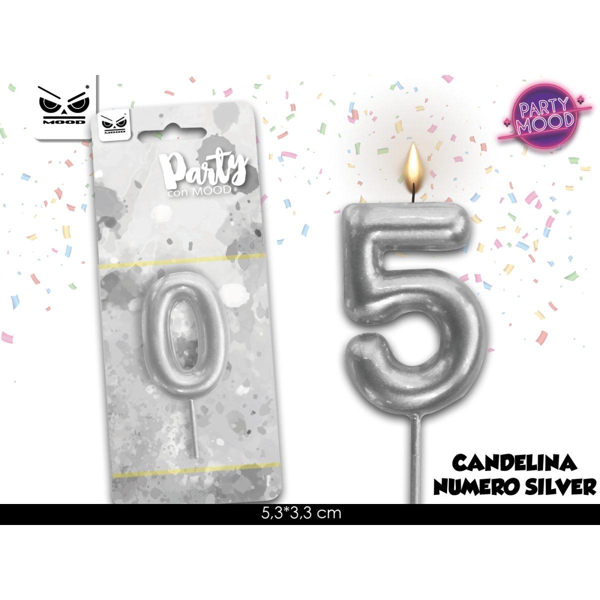 Candelina argento numero 5