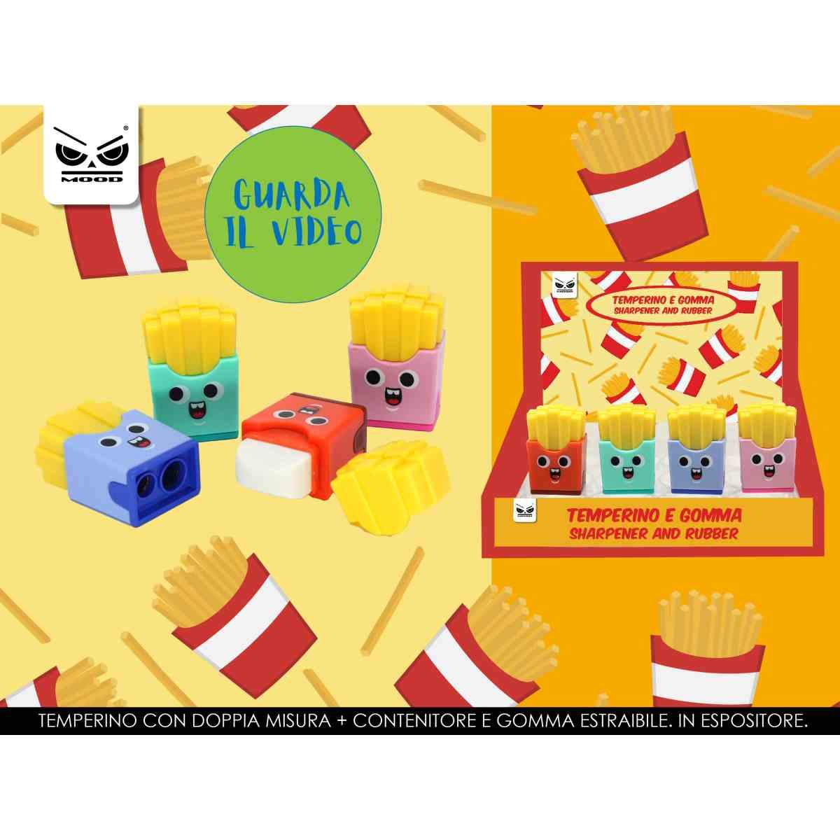 Temperino e gomma patatine