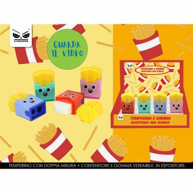 Temperino e gomma patatine