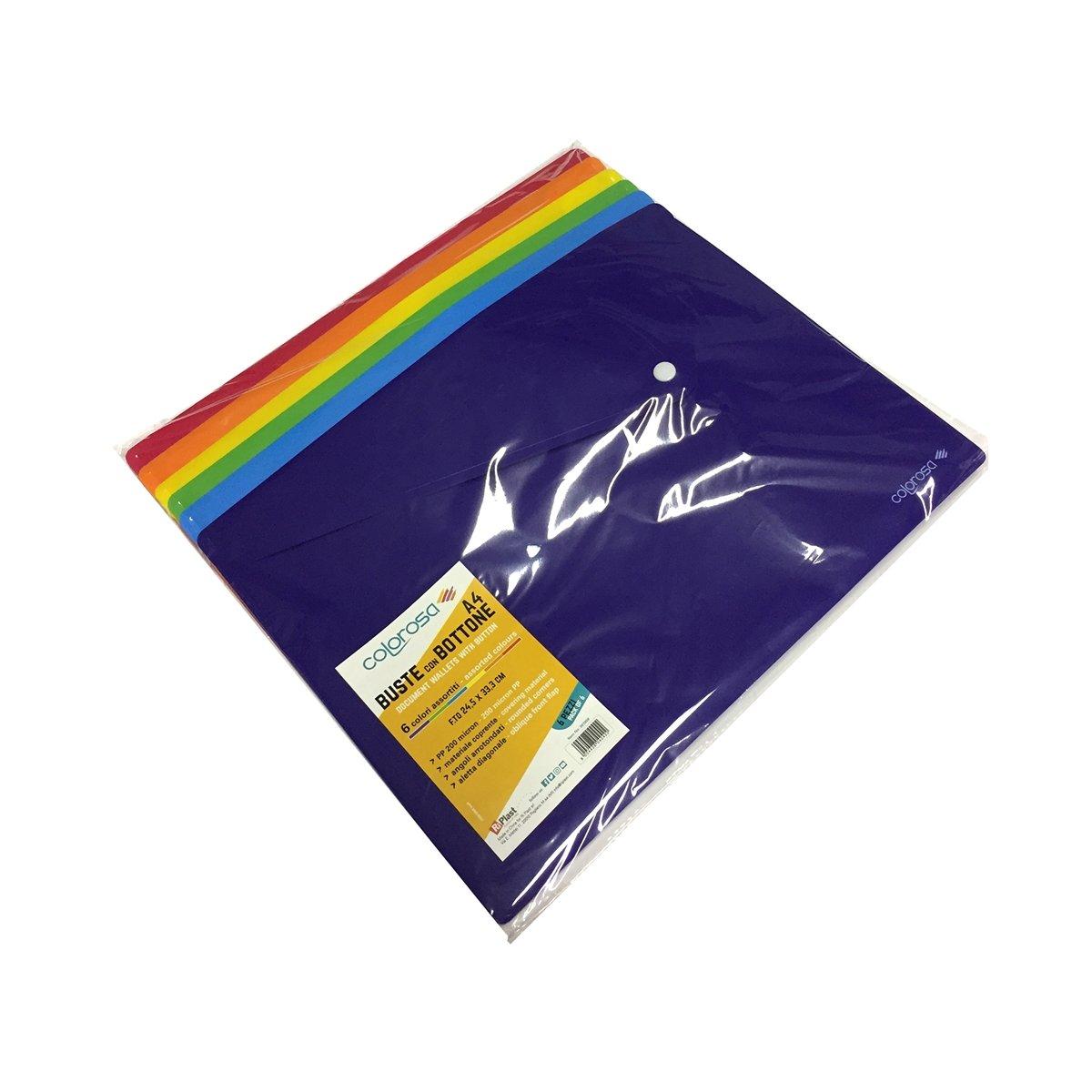 Busta bottone a4 colorosa cf6 cm 24,5x33.3 ass.