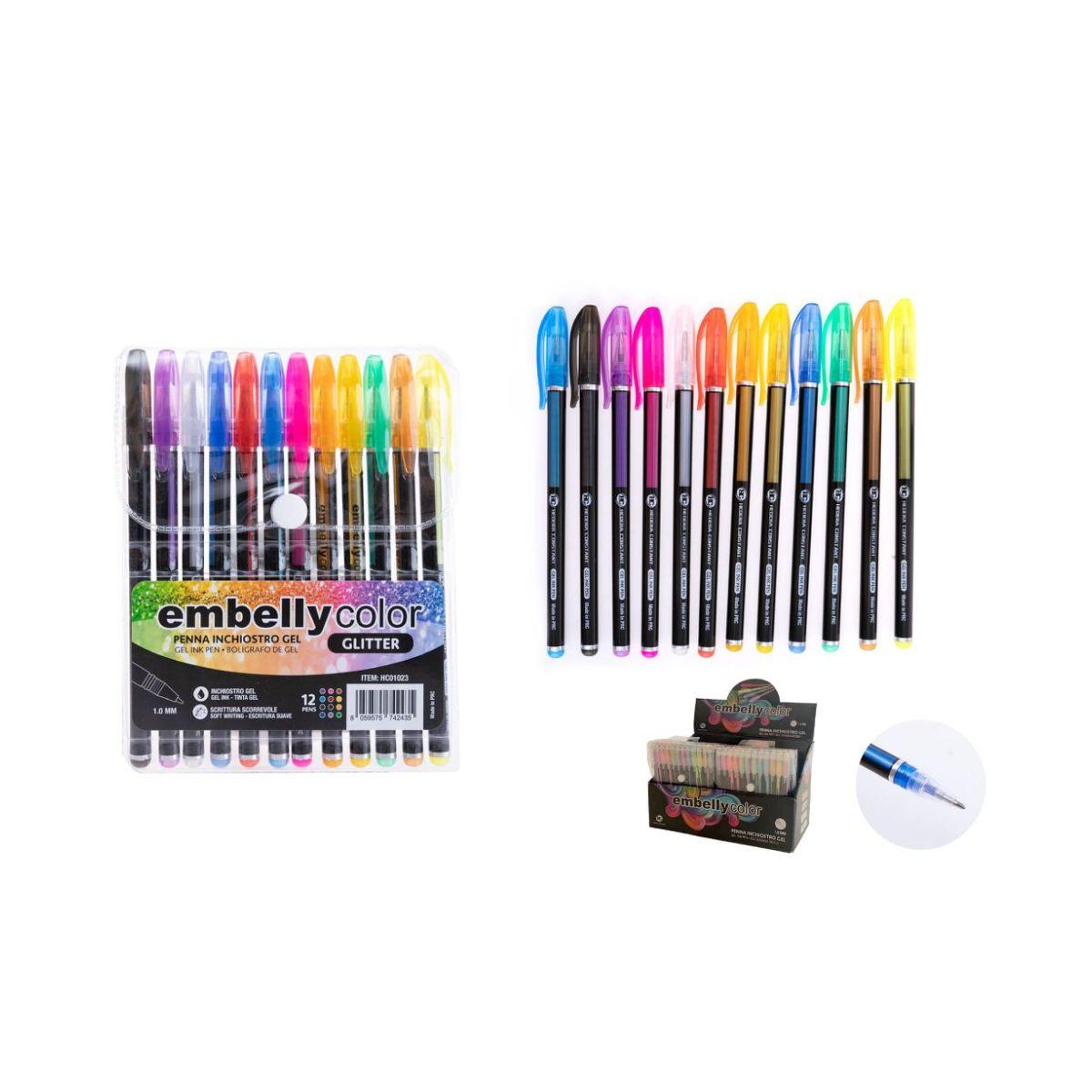 Astuccio 12 penne embelly gel glitter