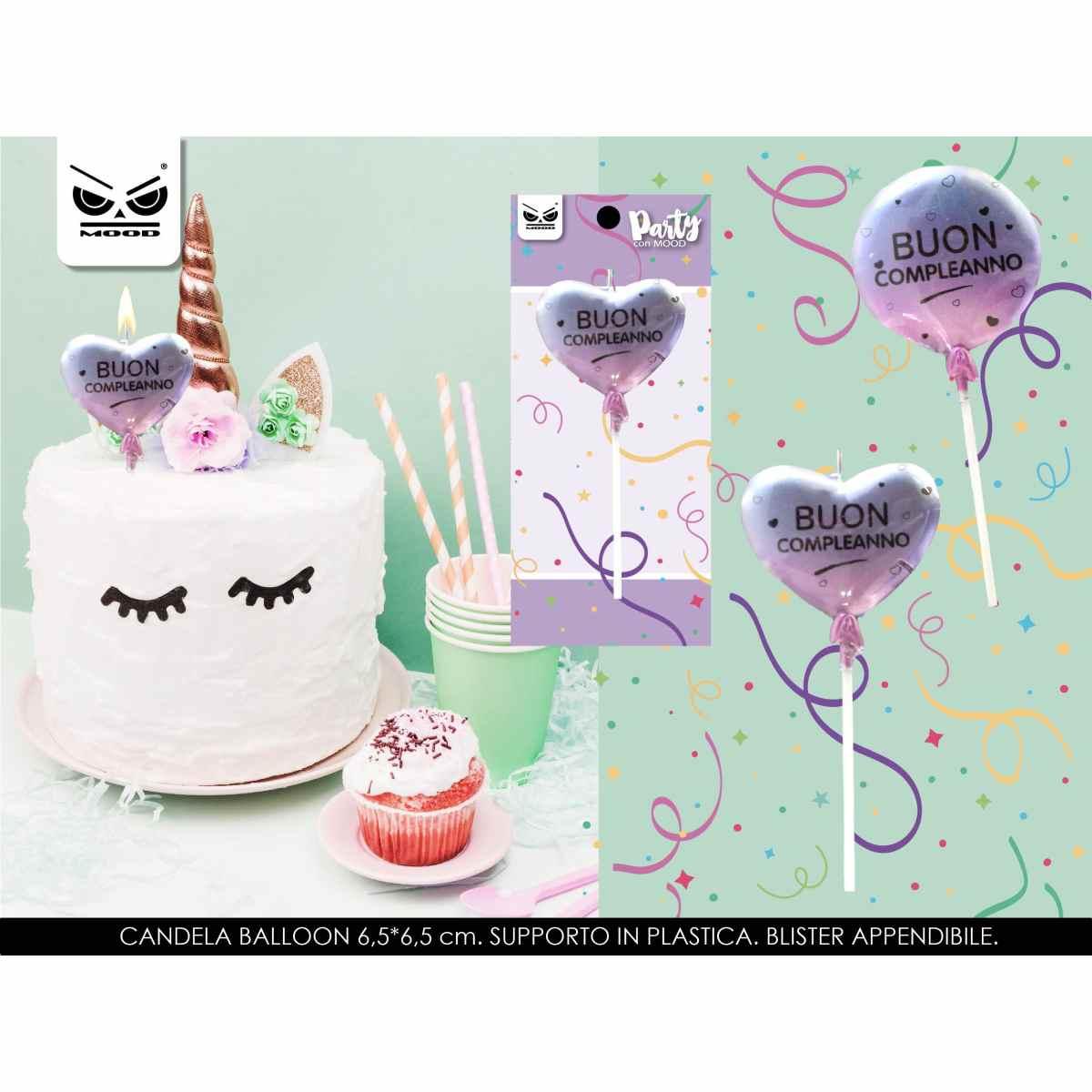 Candelina palloncino multicolr buon compleanno