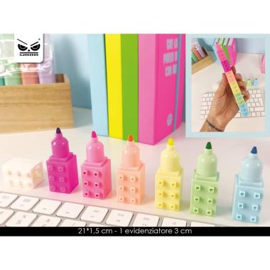 Set 6 evidenziatori mattoncini