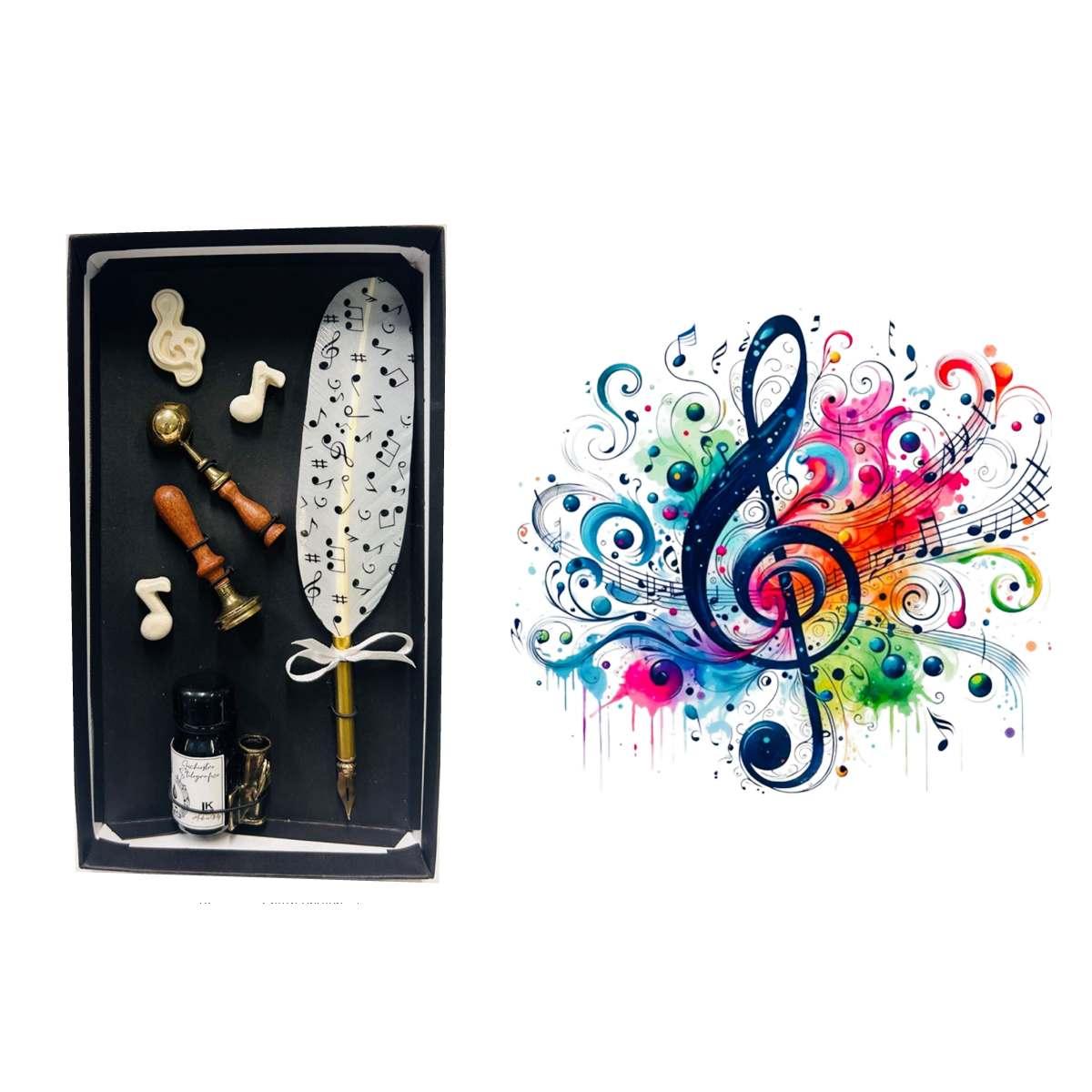 Set piuma musica ink p.p. sig. crog