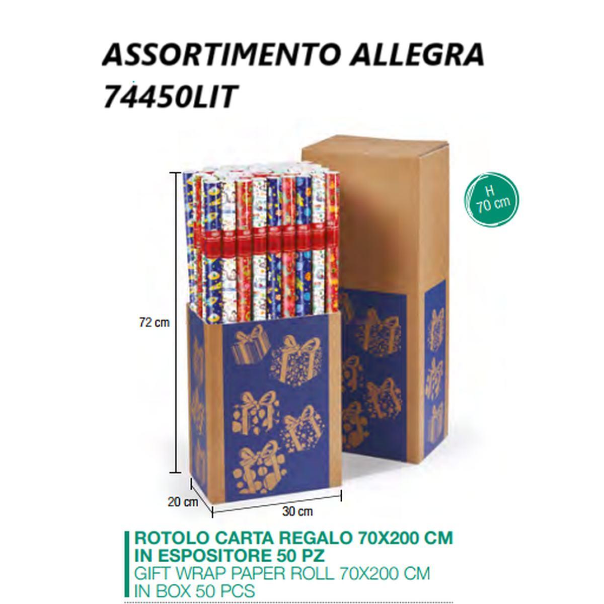 Carta regalo allegra rotolino da 70cm x2mt ass.