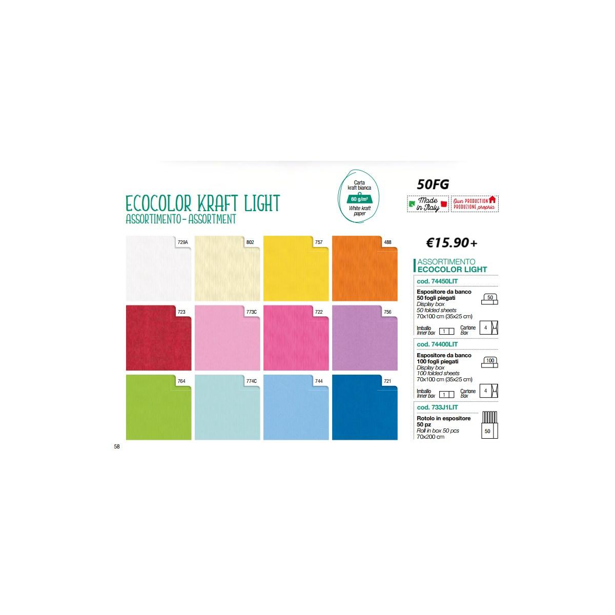 Carta regalo ecocolor kraft light scatole da 50 fogli