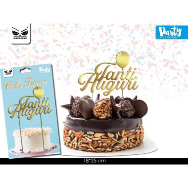 Cake topper tanti auguri gold