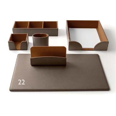 Servizio da scrittoio 6pz e/pelle tortora
