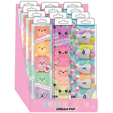 Kit 12 evidenziatori impilabili pz tri-coastal orso- unicorno- orsetto