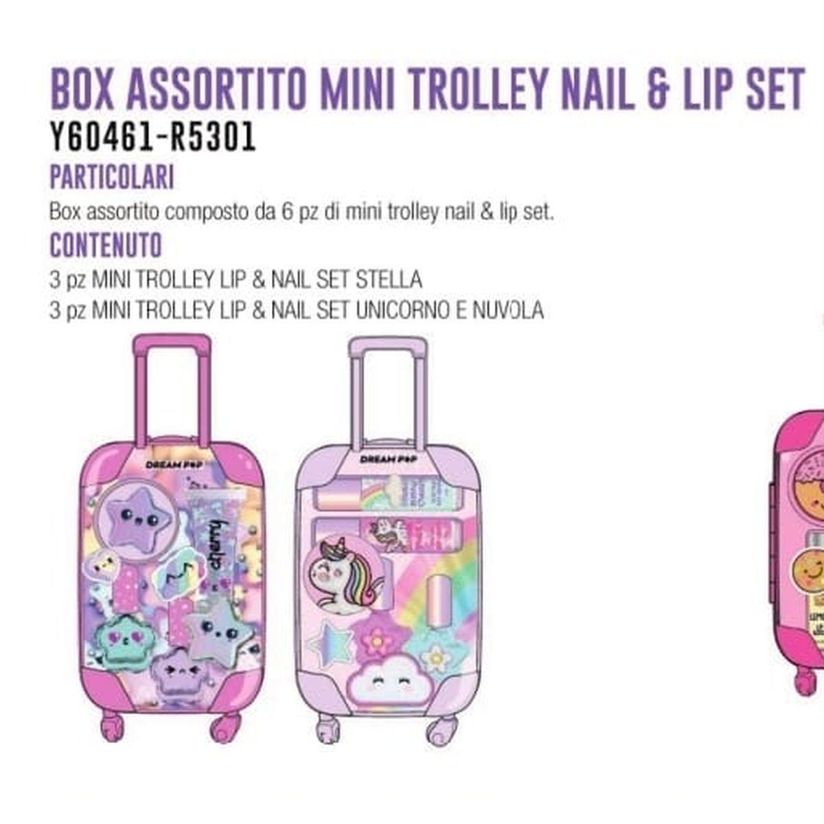 Box assortito 6 mini trolley nail & lip set tri-coastal dreampop