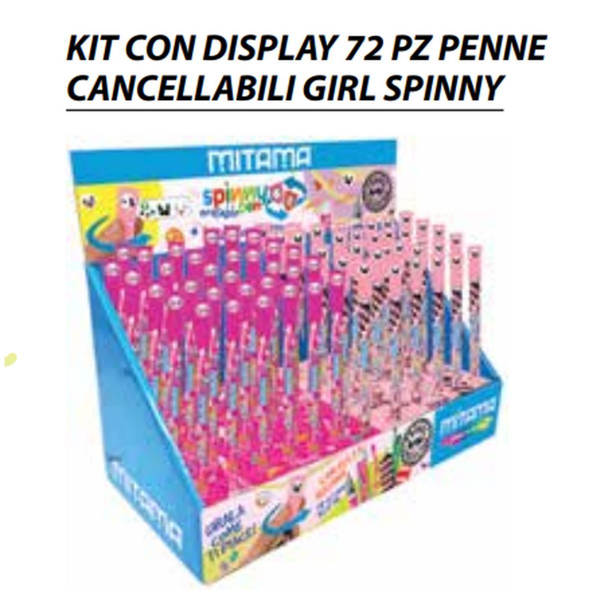 Kit con display 72 penne cancellabili spinny girl mitama