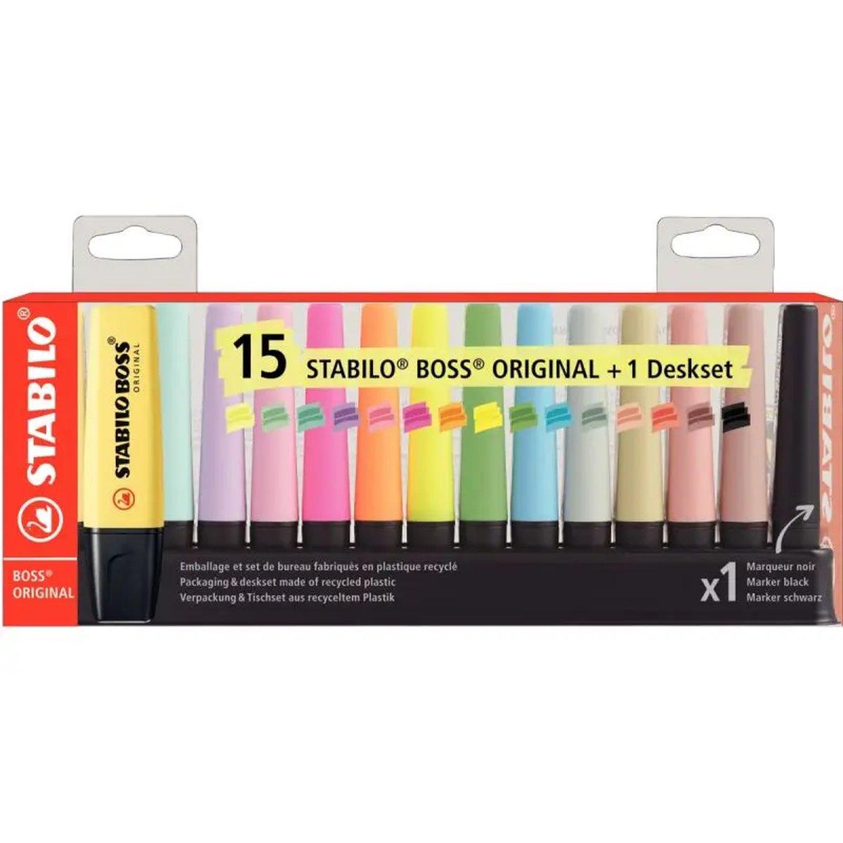 Stabilo boss deskset 14 colori +1 marcatore