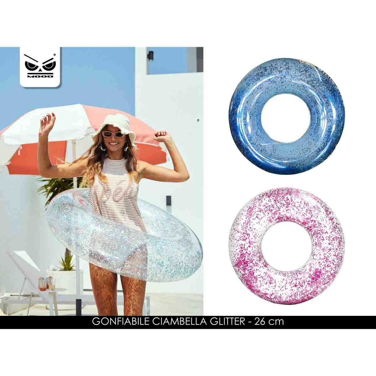 Gonfiabile ciambella glitter 26 cm