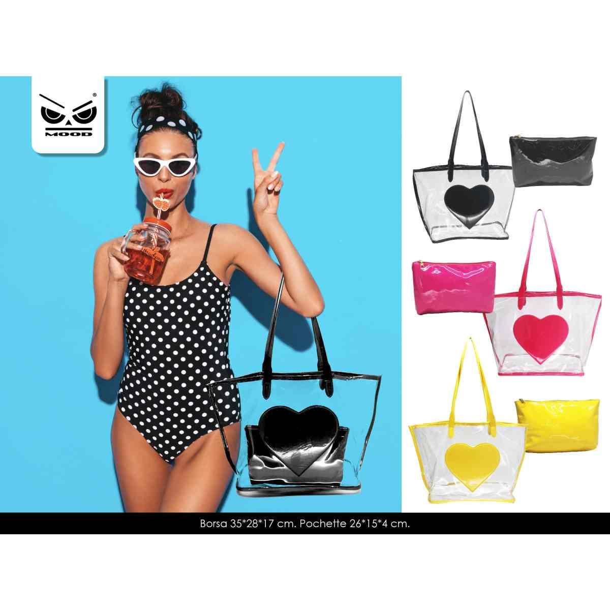 Borsa mare cuore pvc con pochette