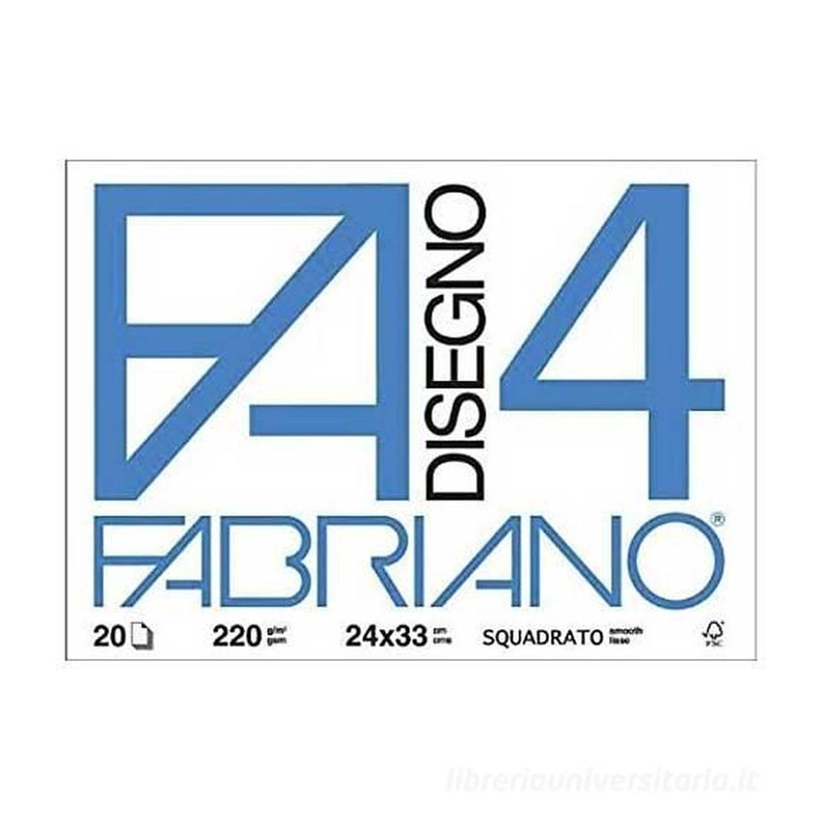 Blocco fabriano 4 fg.20 24x33 liscio sq.