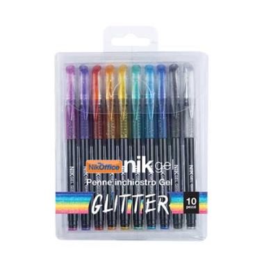 Penne gel glitter 10pz in busta cf12