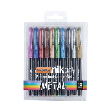 Penne gel metal 10 pz in busta cf 12