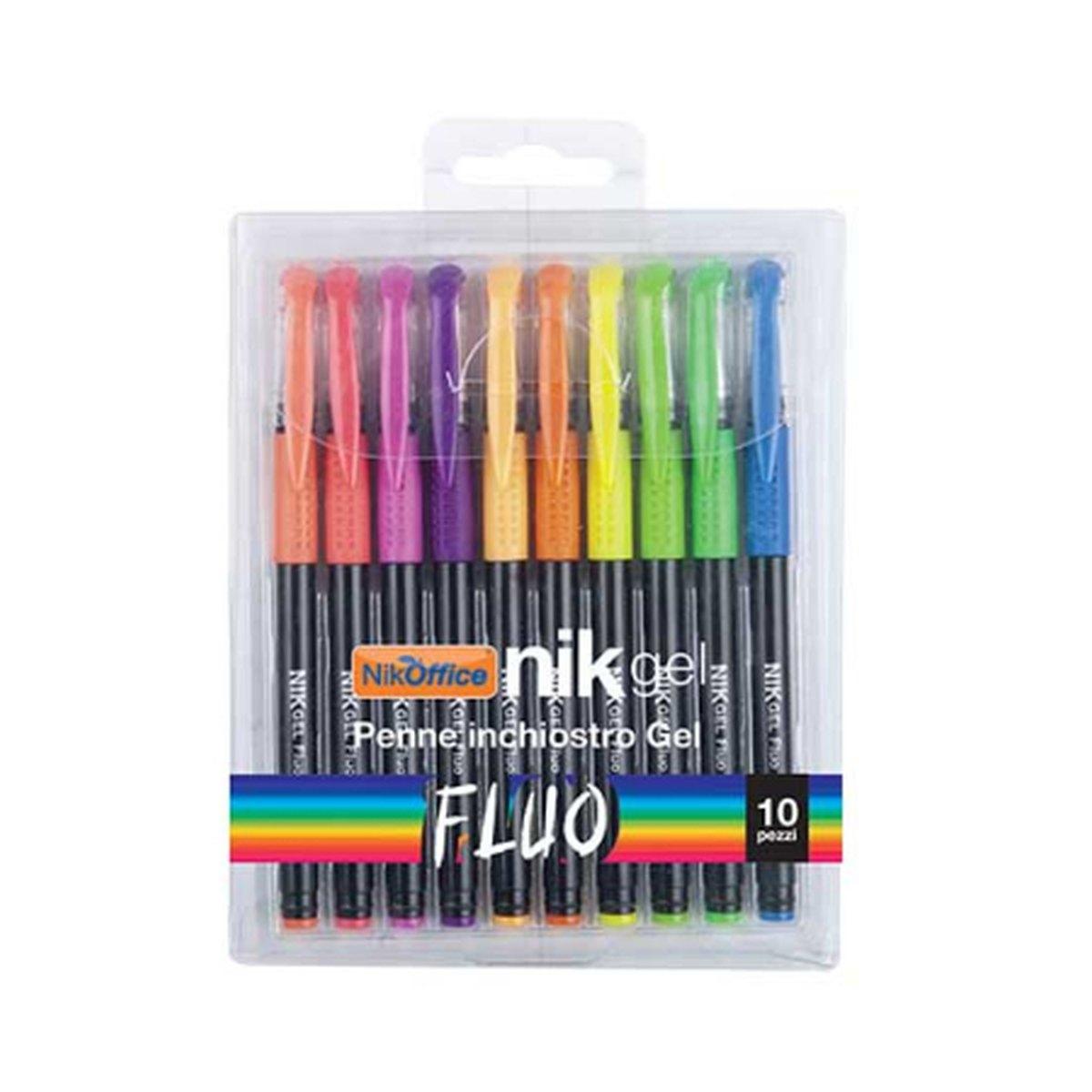 Penne gel fluo 10 pz in busta cf 12