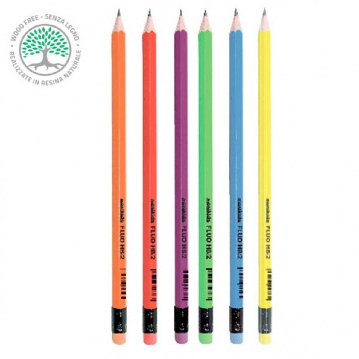 Matita fluo esagonale con gomma cf. 96