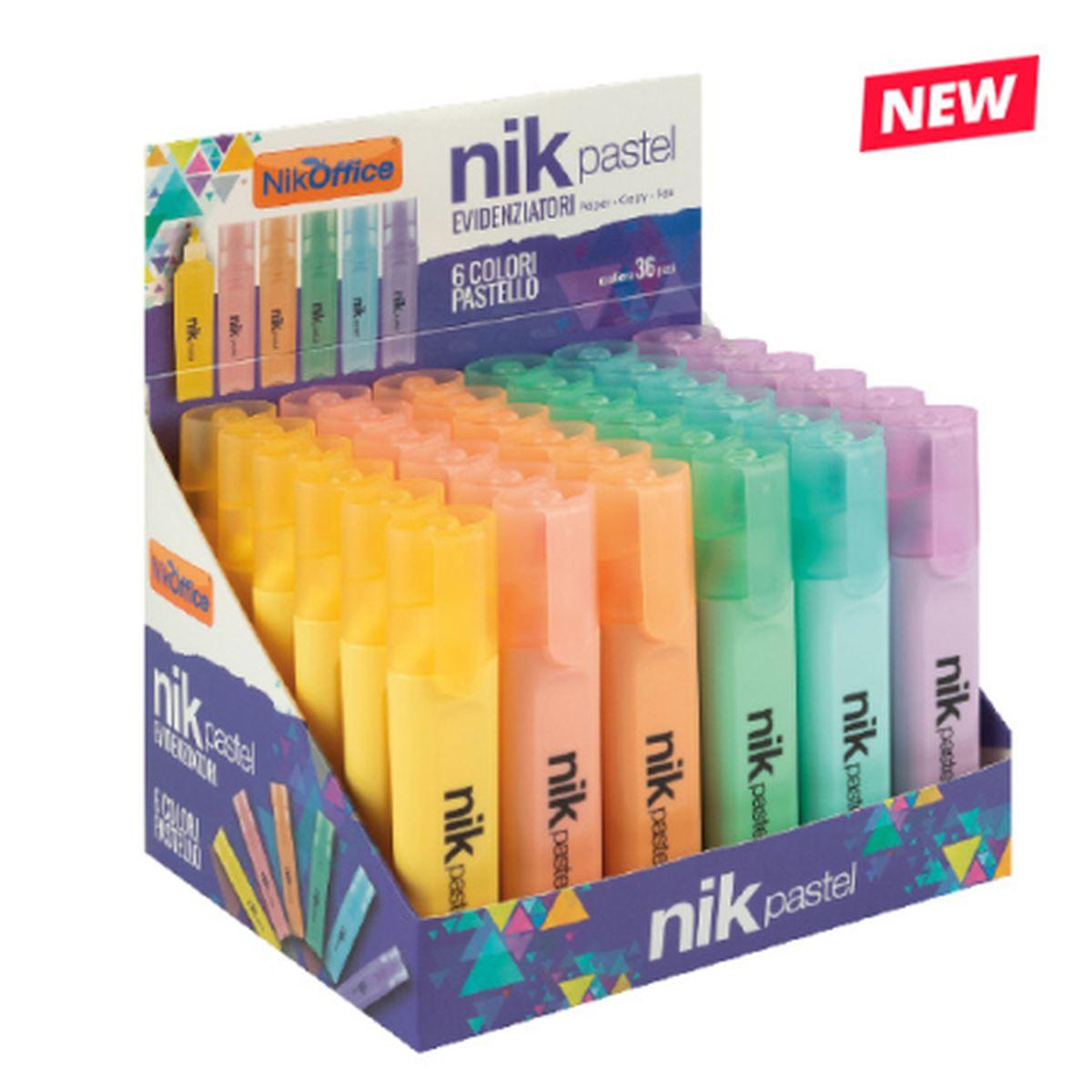 Evidenziatori new 6 col pastel espo 36