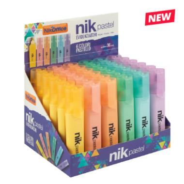 Evidenziatori new 6 col pastel espo 36