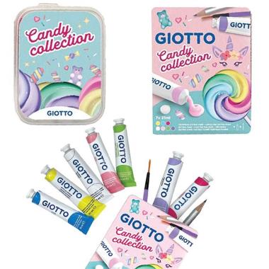 Giotto tempera 21ml candy 7 colori +pennello +matita