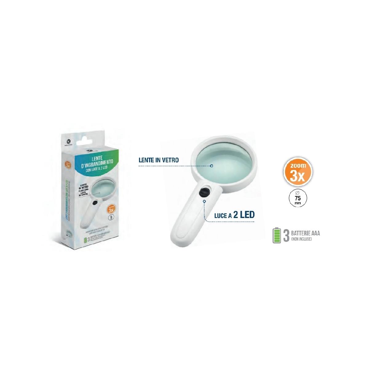 Lente di ingrandimento con led 7,5 cm