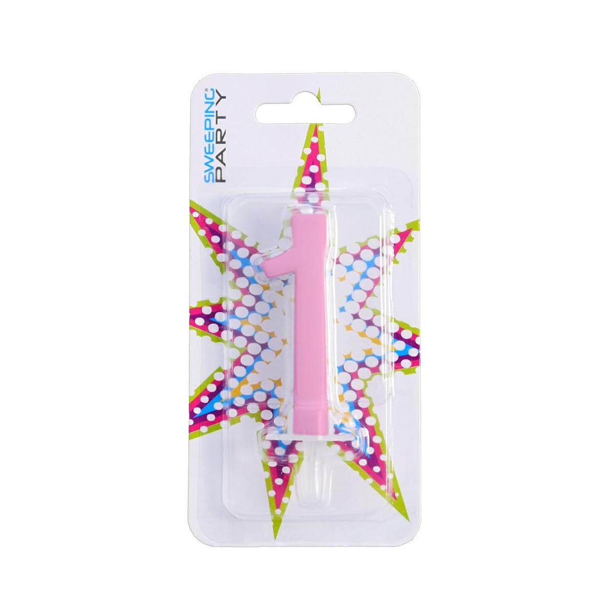 Candelina 9cm Nr.1 Colore Rosa