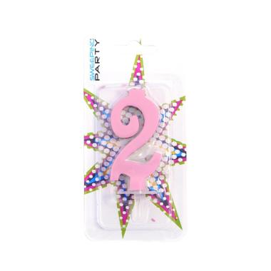 Candelina 9cm Nr.2 Colore Rosa