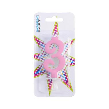 Candelina 9cm Nr.3 Colore Rosa