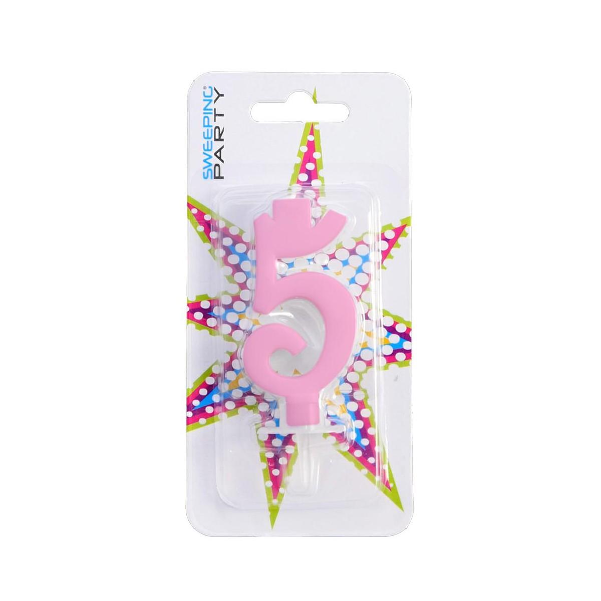 Candelina 9cm Nr.5 Colore Rosa