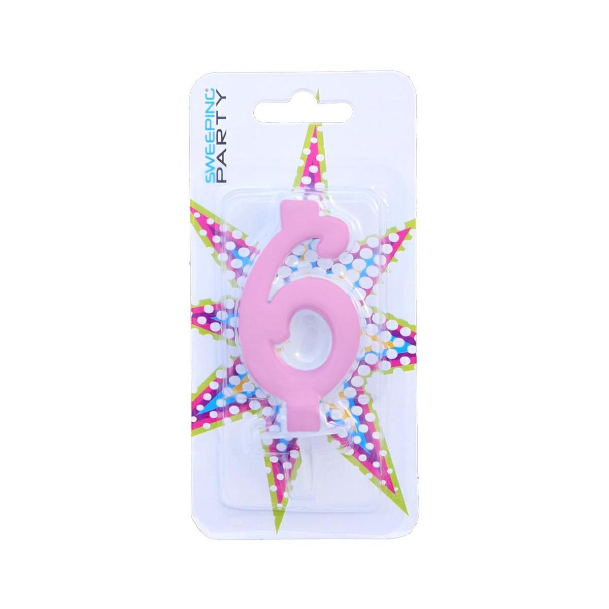 Candelina 9cm Nr.6 Colore Rosa