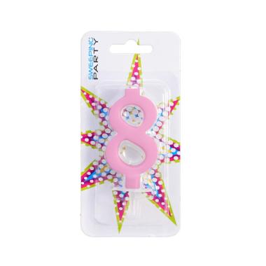 Candelina 9cm Nr.8 Colore Rosa