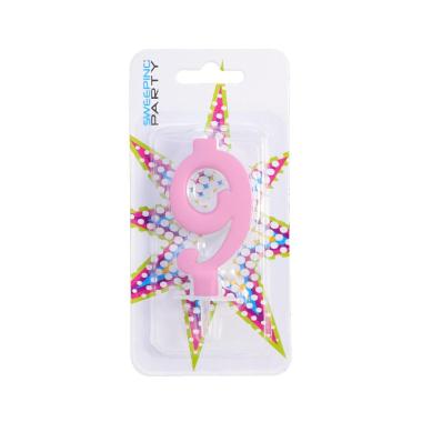 Candelina 9cm Nr.9 Colore Rosa