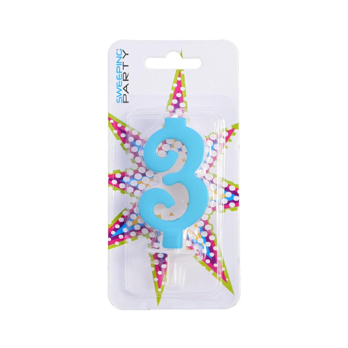 Candelina 9cm Nr.3 Colore Celeste