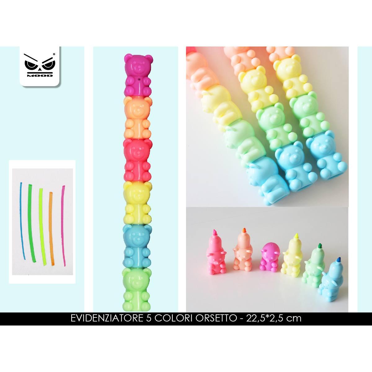 Evidenziatore 5 colori orsetto
