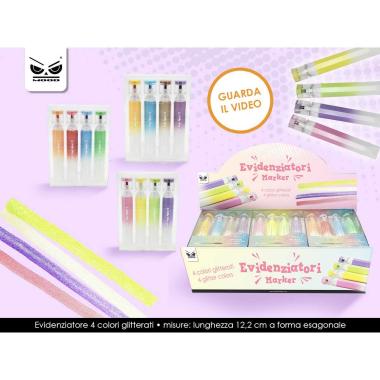 Evidenziatore 4 colori glitterati