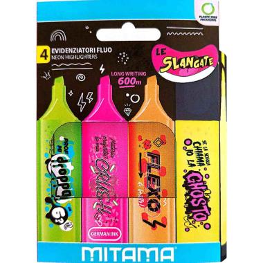 Evidenziatori mitama le slangate fluo 4pz