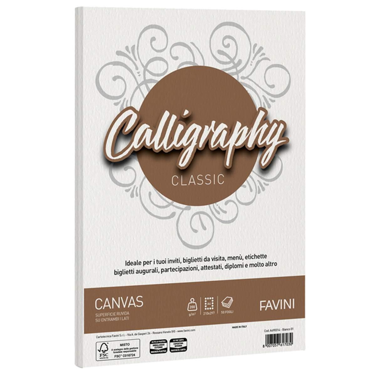 Calligraphy canvas 50fg 200gr a4 bianco