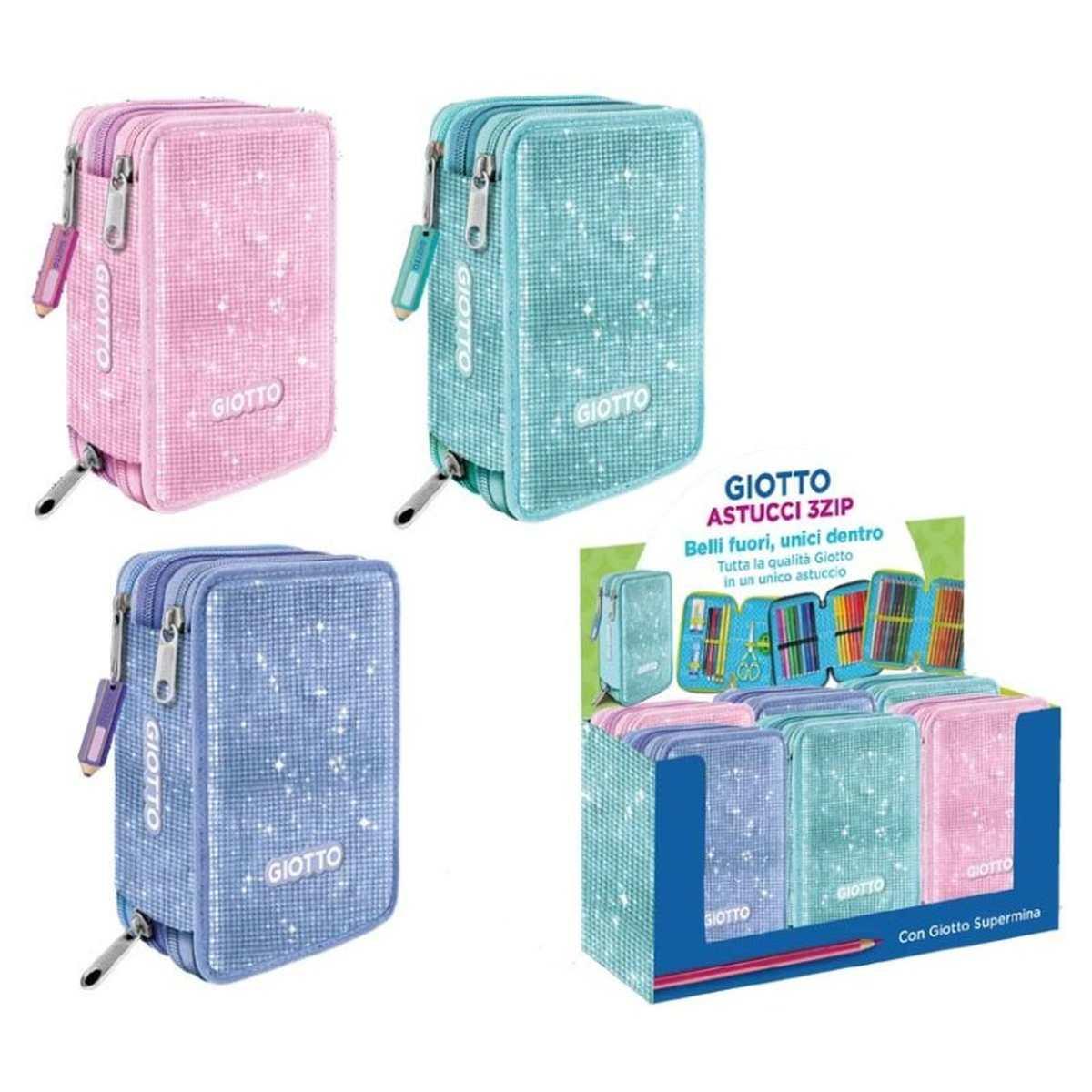 Astuccio giotto 3 zip collez. crystal con supermina