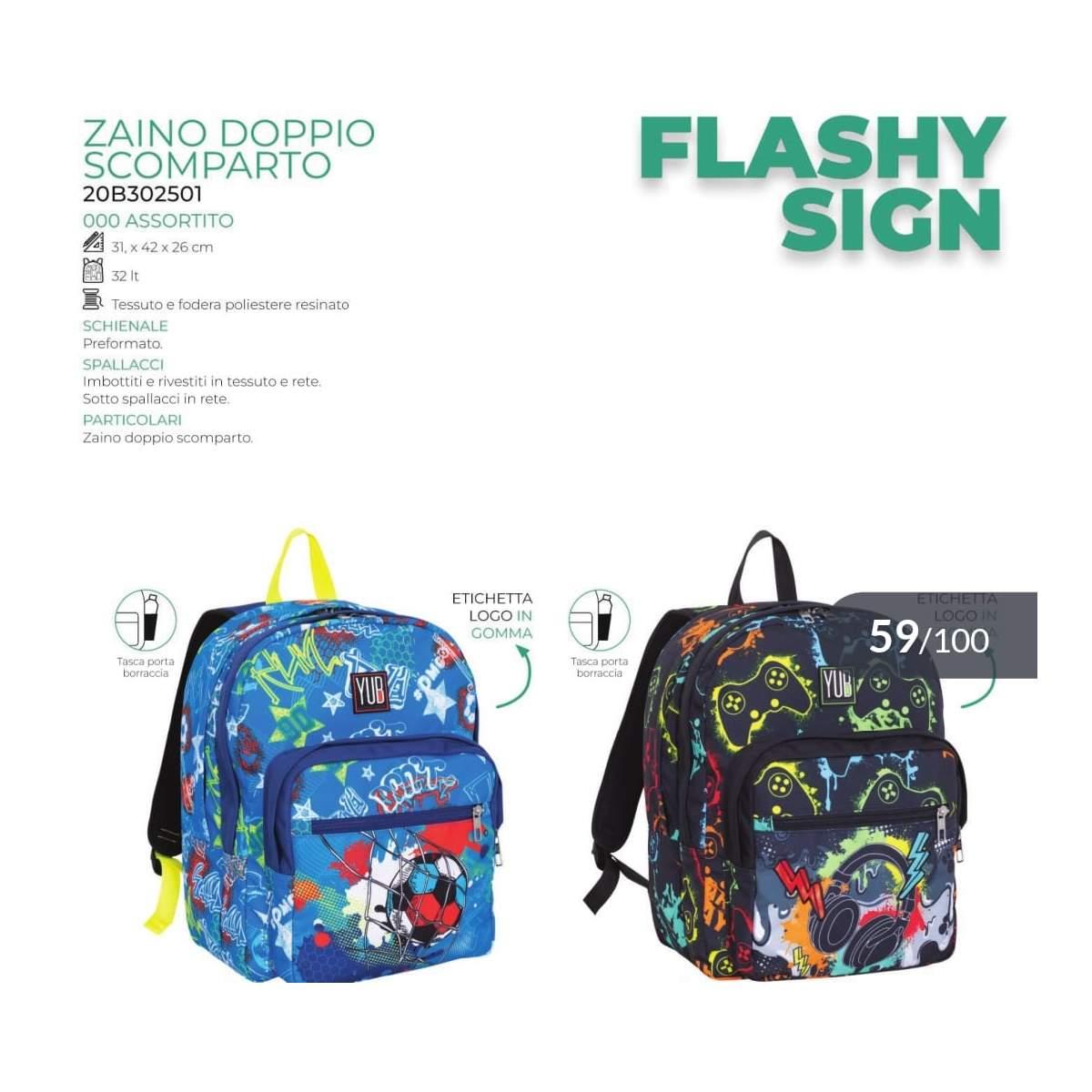 Zaino doppio scomp. yub flashy sign ass
