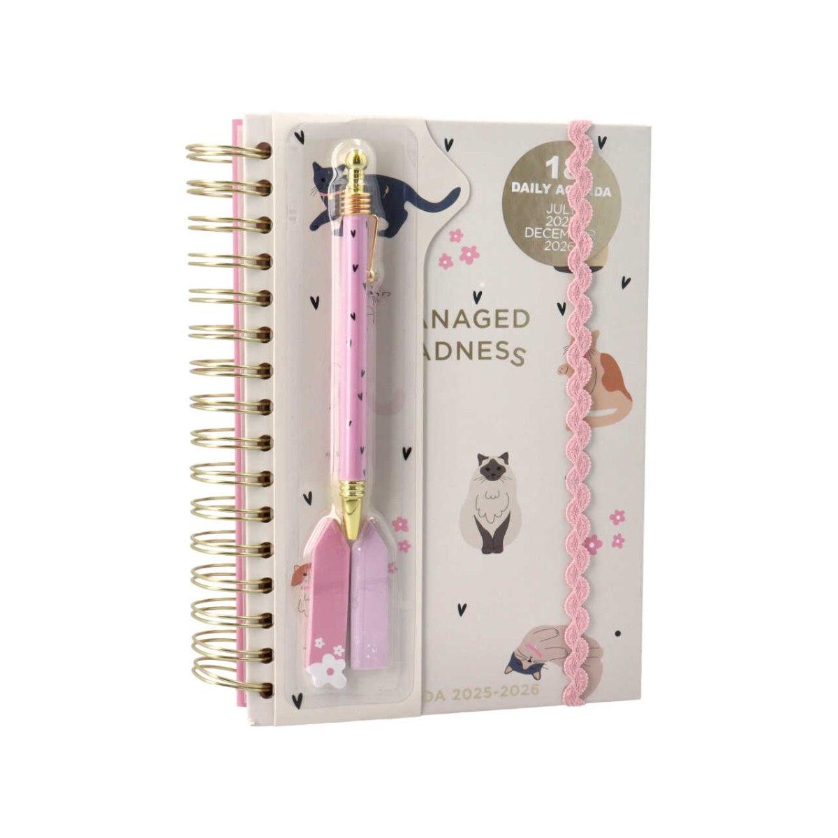 STICKY NOTES CON PENNA \n18 MONTH SPIRAL DAILY AGENDA 25/26 MODELLO 3