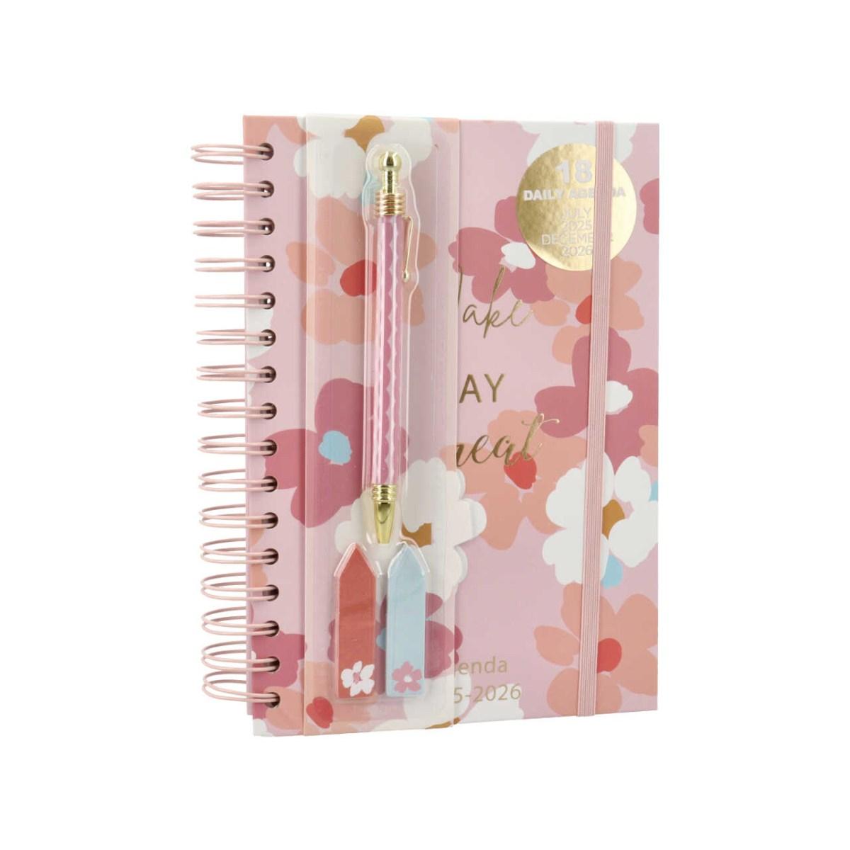 STICKY NOTES CON PENNA \n18 MONTH SPIRAL DAILY AGENDA 25/26 MODELLO 4