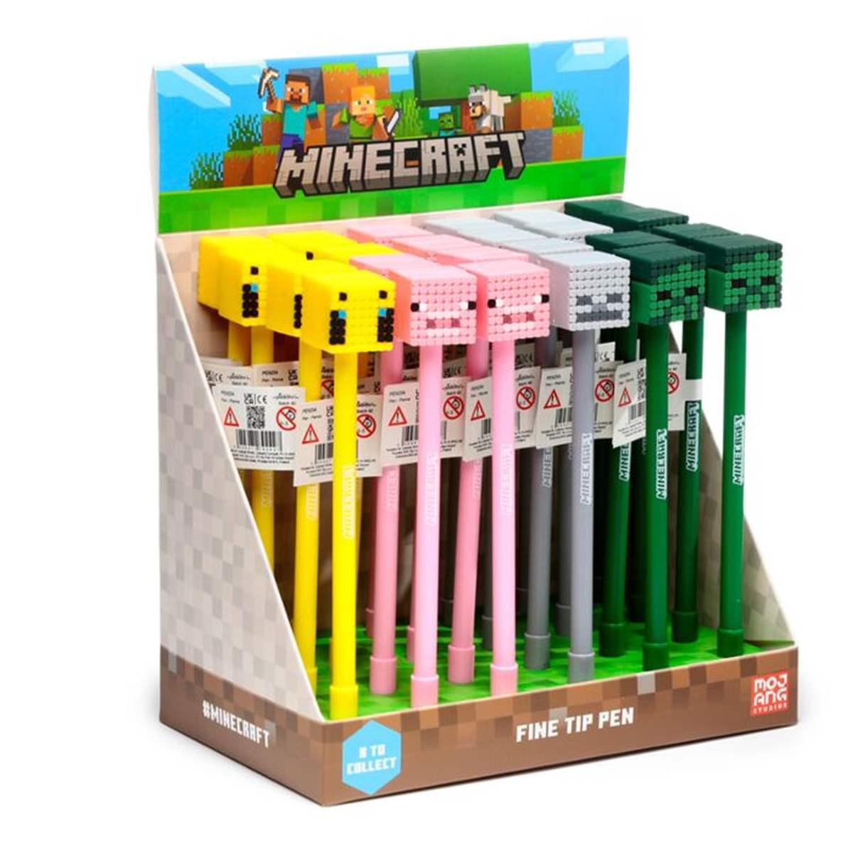 Esp 24 penna minecraft c/tappo (maiale/ape/zombie/scheletro)