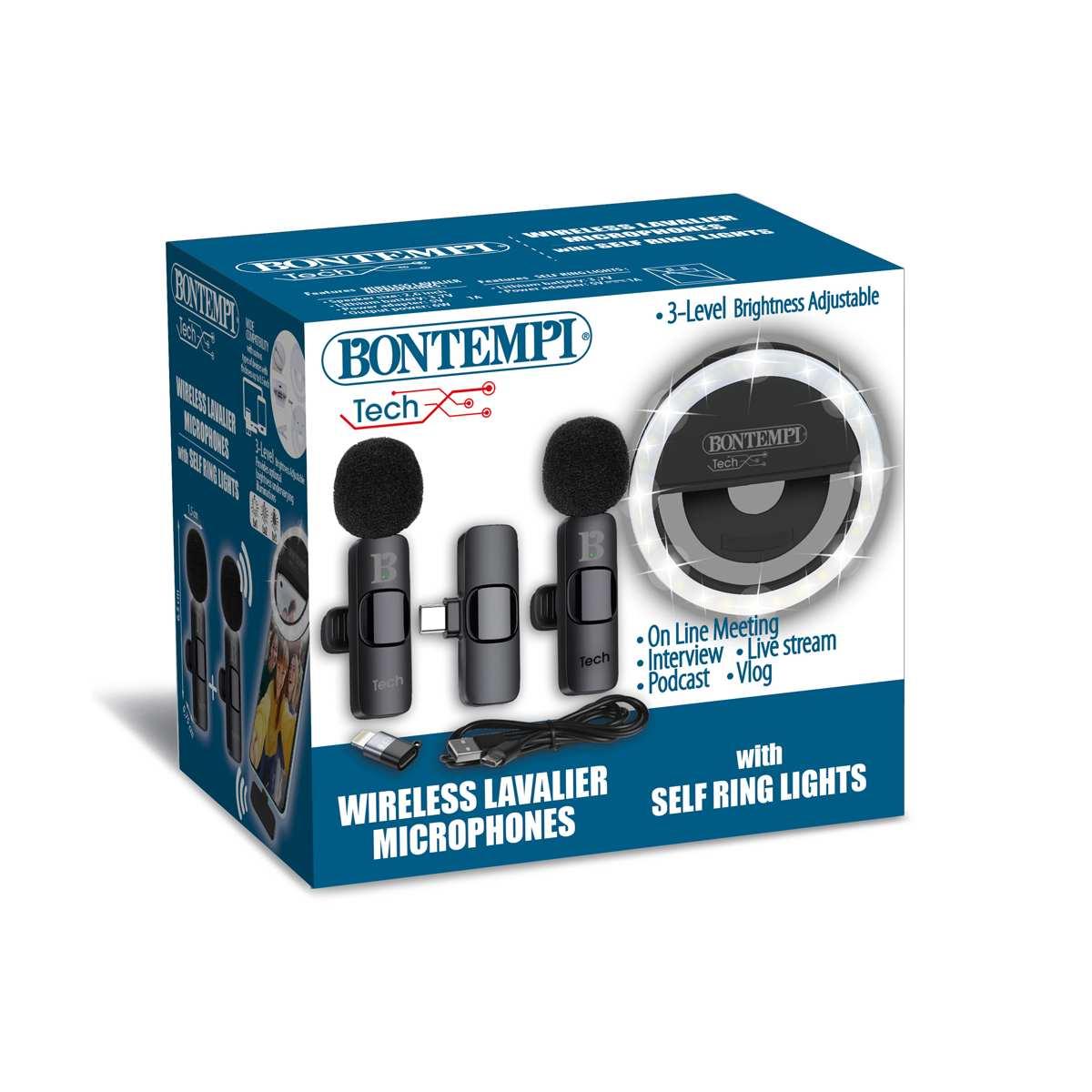 Kit anello di luce + 2 microfoni wireless