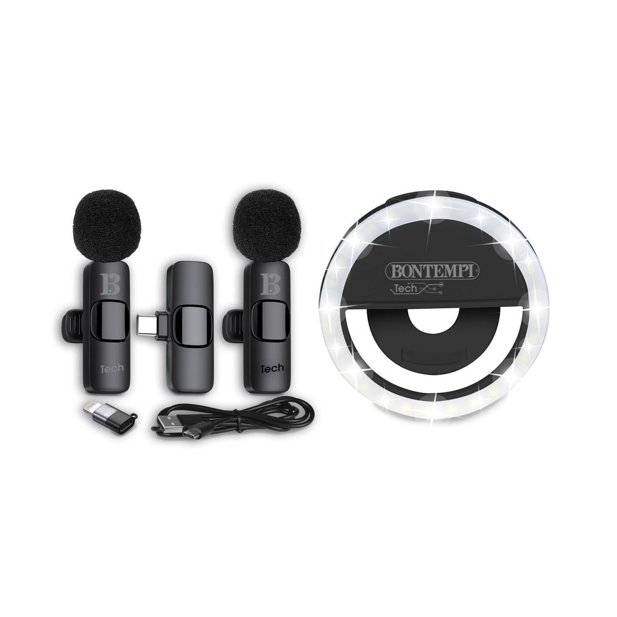 Kit anello di luce + 2 microfoni wireless