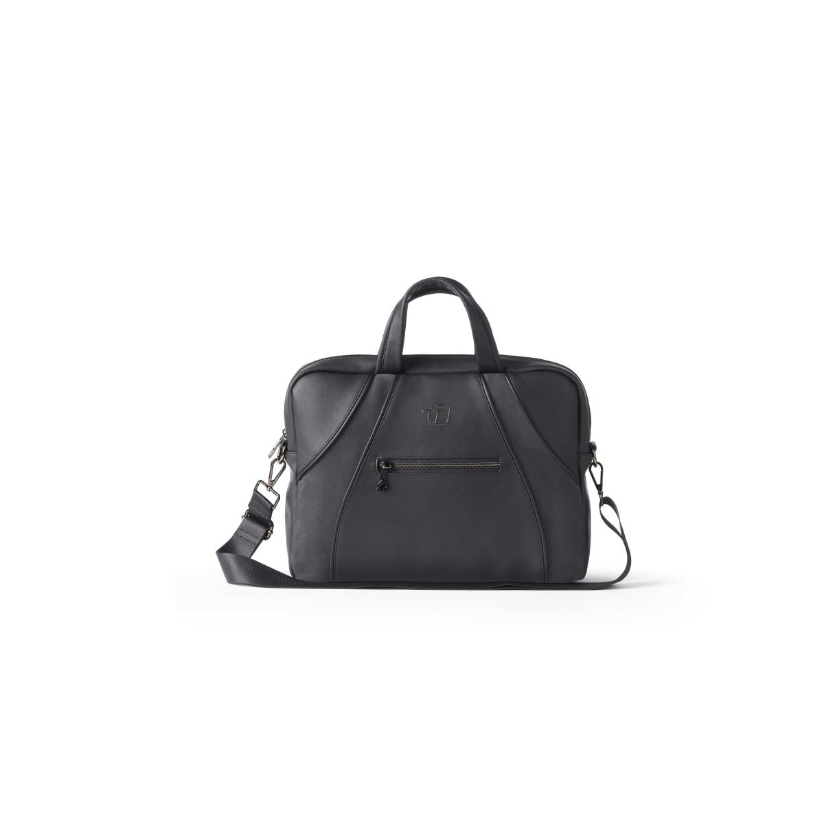 Borsa 2 manici slim velvet in similpelle e microfibra nero