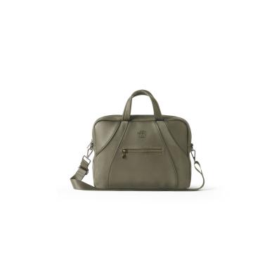 Borsa 2 manici slim velvet in similpelle e microfibra verde oliva